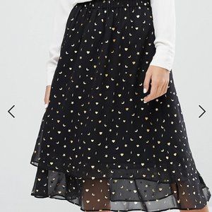 Monki Star And Moon Tiered Midi Skirt